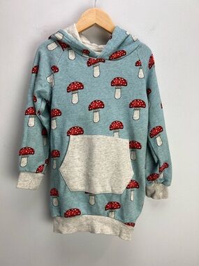 Paper Wings Organic Cotton Mushroom Hoodie Sweatshirt Blue Red Girls Size 5
